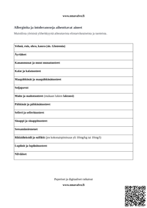 Yleisimmät allergeenit